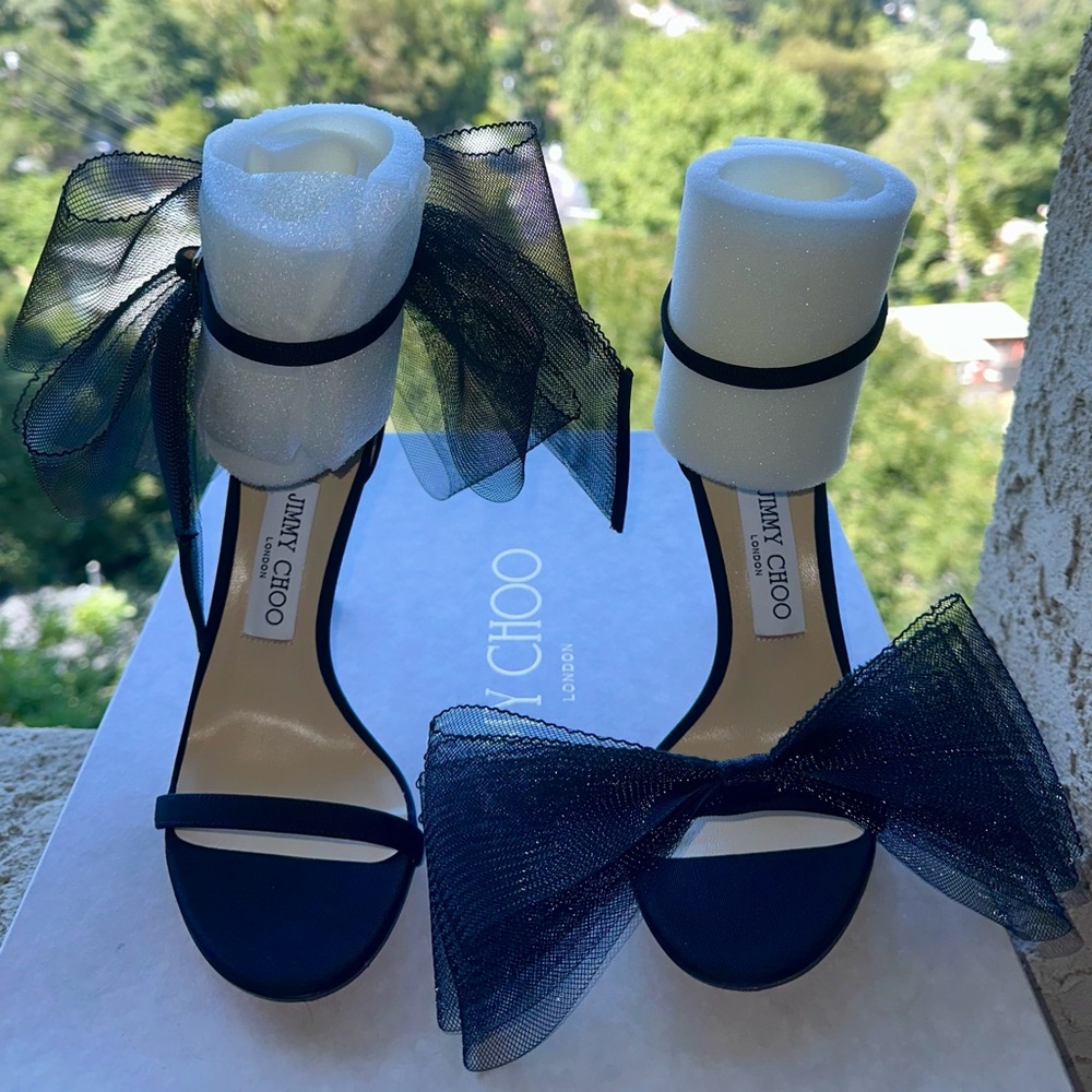 Jimmy Choo Black  Heels with Bow Detail